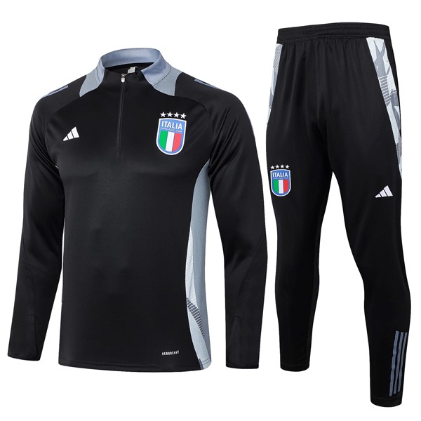 Sudadera De Training Italia 2024-25 Negro Gris 3